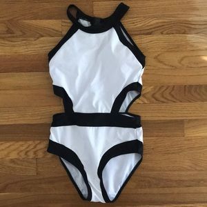 Black and White One Piece Swimsuit